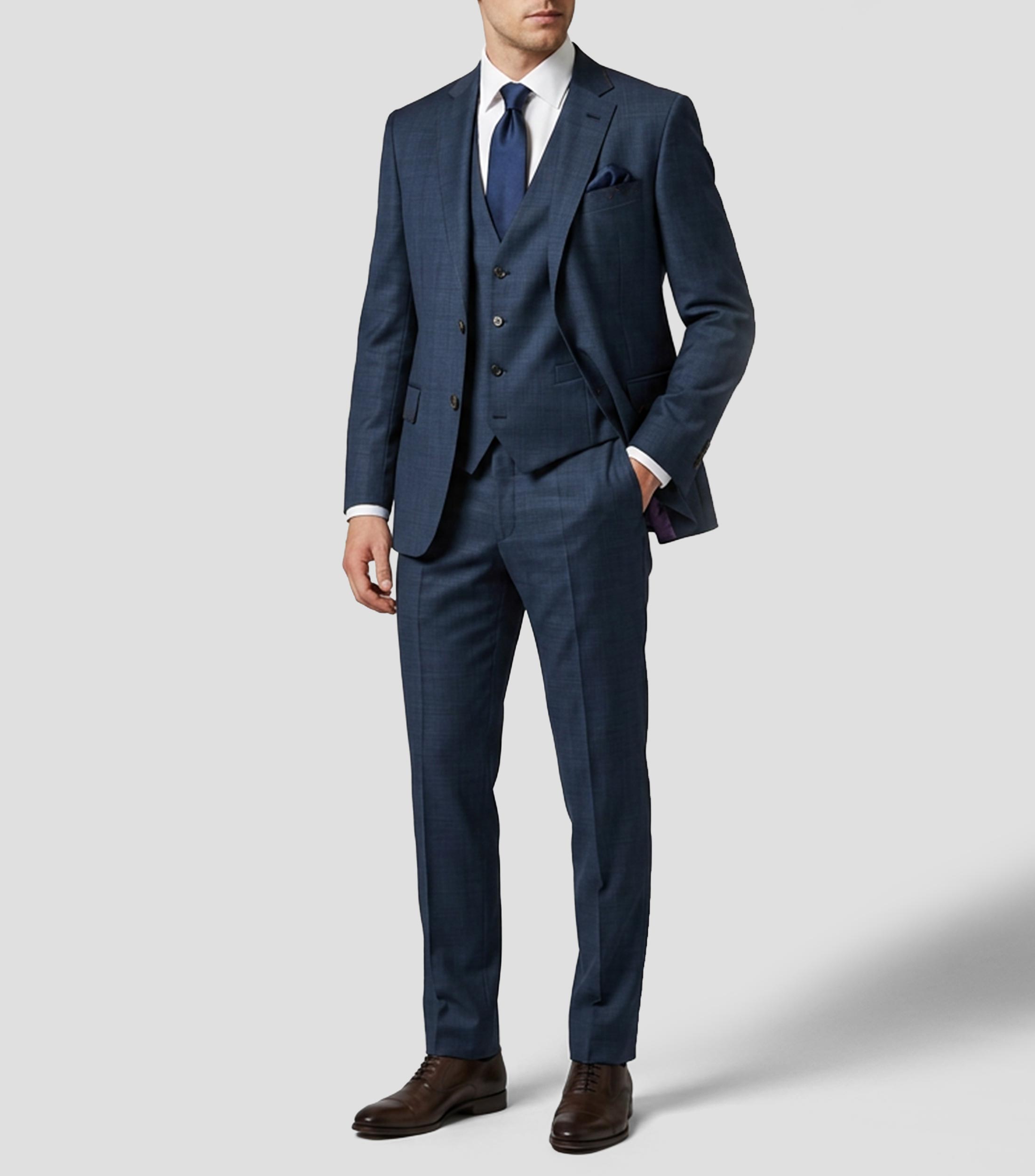 Traje en lana Slim microdiseño Hombre